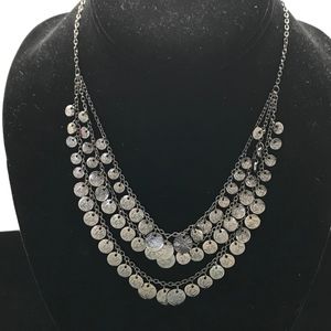 Triple Tiered Silver Coin Fashion Necklace